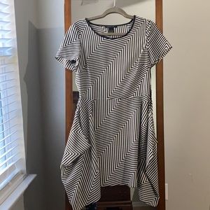 BCBGMaxAzria Asymmetrical Hem Black and White Dress